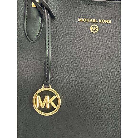 Michael Kors Jet Set Travel Black Saffiano Leather Tote Bag With Pouch - Picture 5 of 14